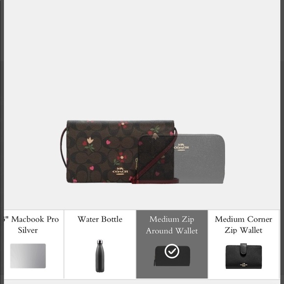 Coach Anna Foldover Clutch Crossbody In Signature Canvas W/Heart Petal Print - Picture 10 of 13